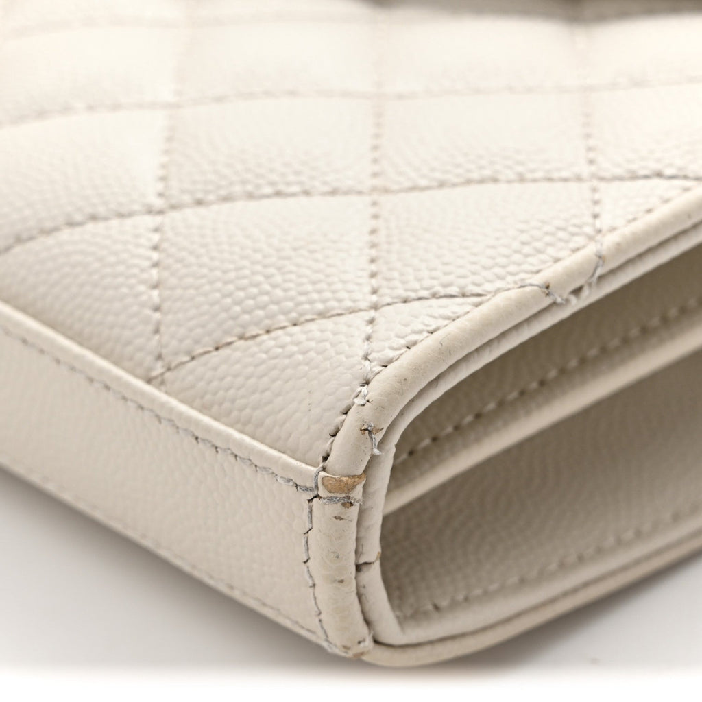 Grain De Poudre Mixed Matelasse Triquilt Monogram Chain Wallet Crema Soft