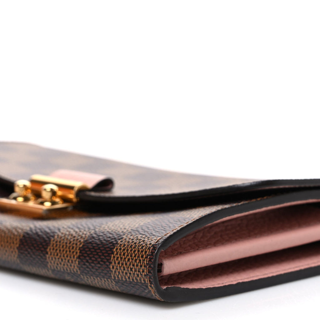 Damier Ebene Croisette Chain Wallet Rose Ballerine