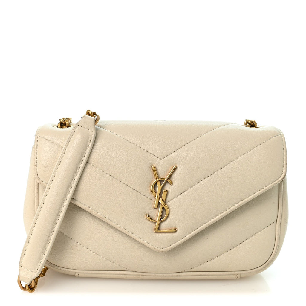 Lambskin Chevron Quilted Mini LouLou  Crema Soft