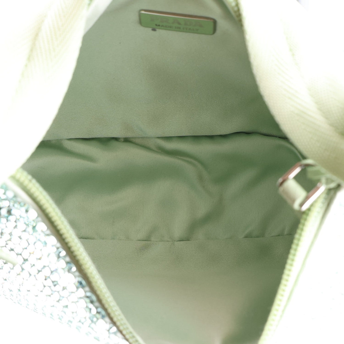 Satin Crystal Mini Re-Edition 2000 Bag Acqua