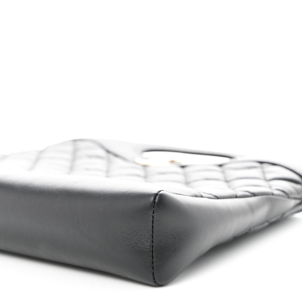 Aged Calfskin Quilted Mini 31 Shopping Bag Black