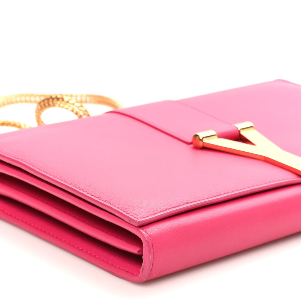 Calfskin Classic Y Ligne Chain Wallet Bubblegum