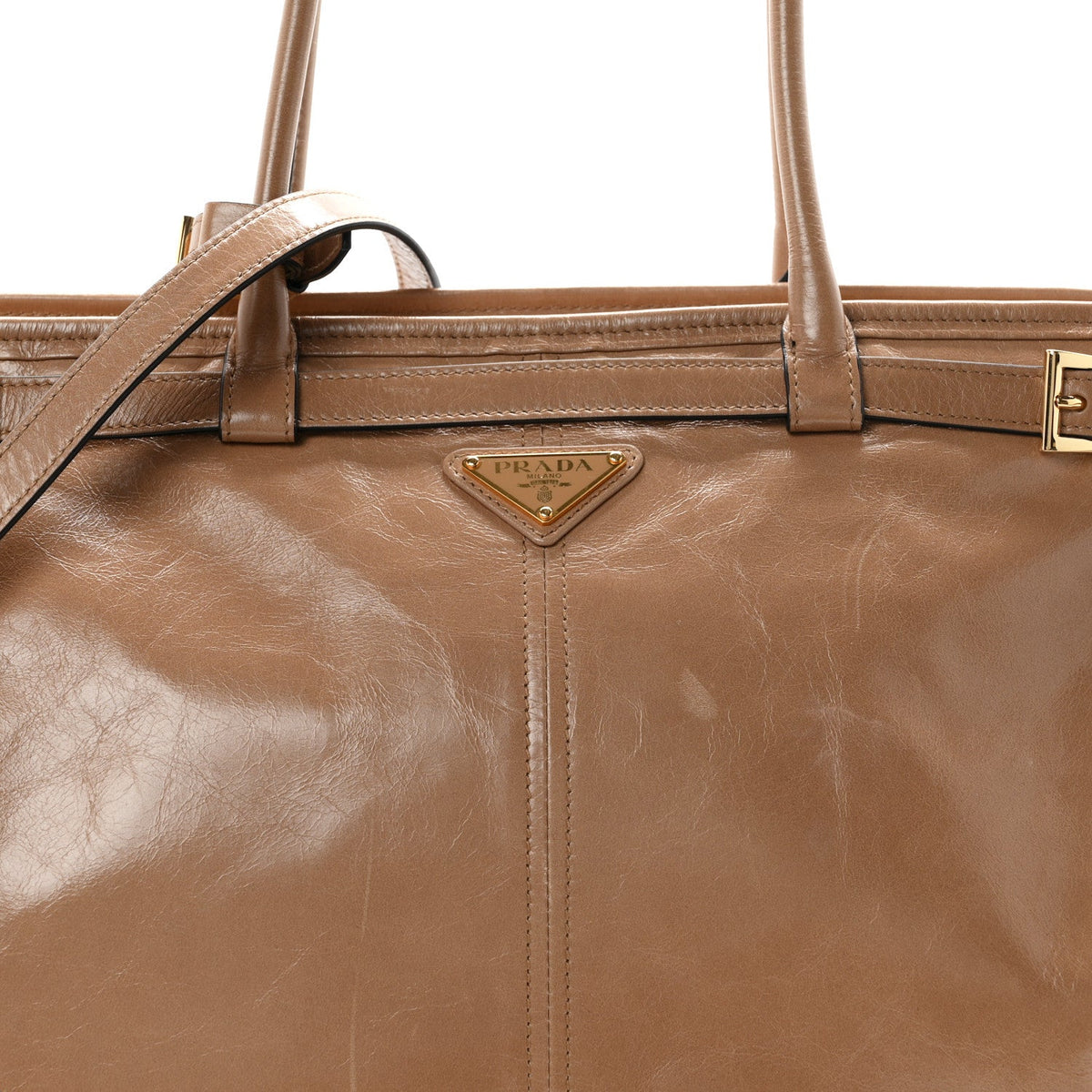 Glossy Calfskin Triangle Extra Large Bonnie Shoulder Bag Cameo