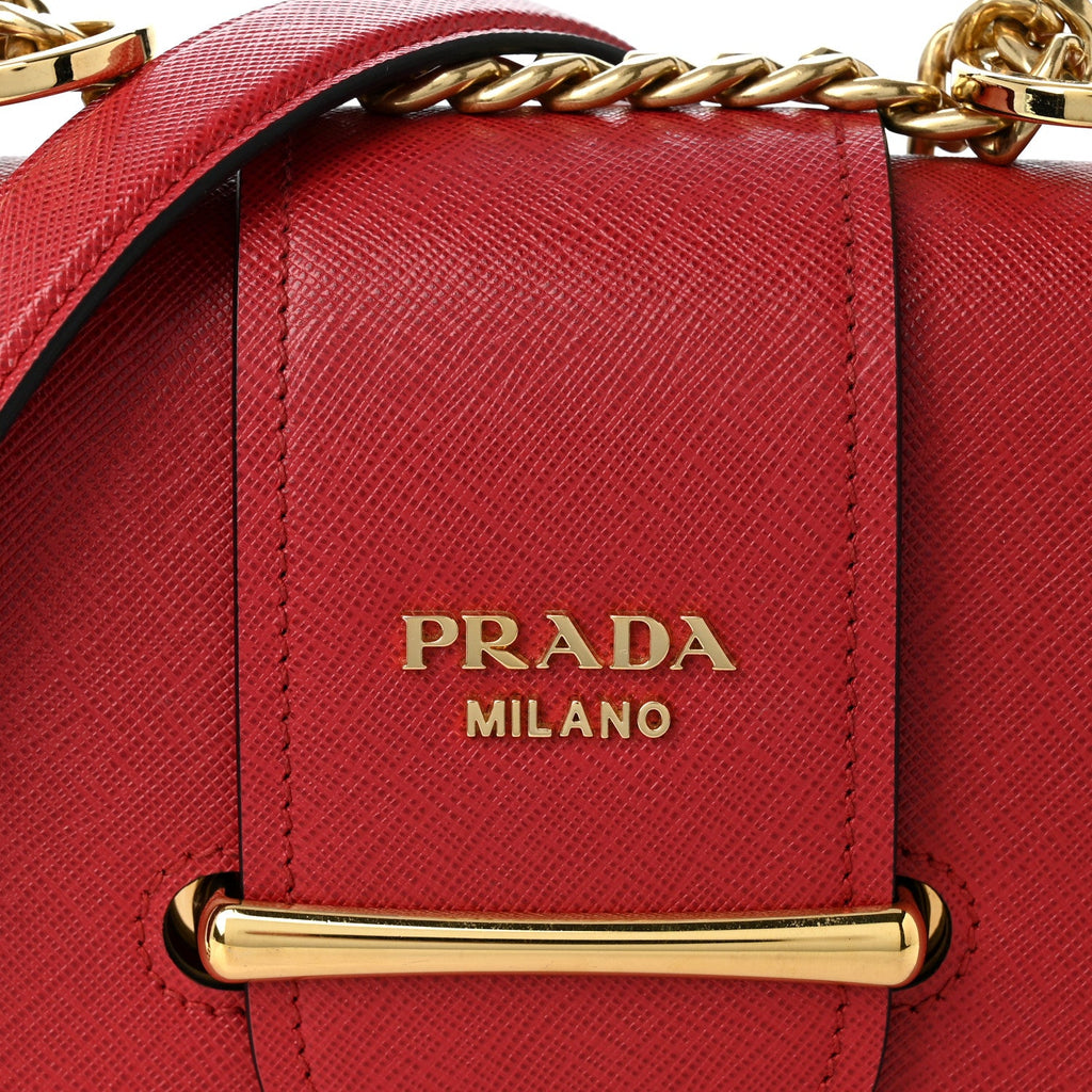 Saffiano Lux Sidonie Small Chain Crossbody Bag Fuoco