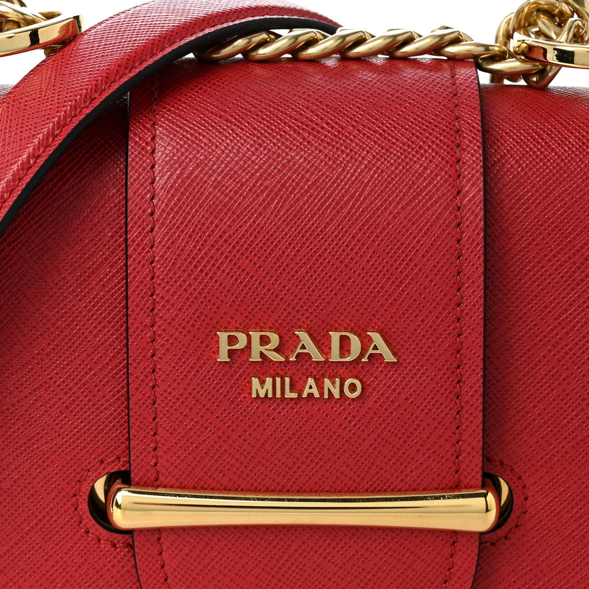 Saffiano Lux Sidonie Small Chain Crossbody Bag Fuoco