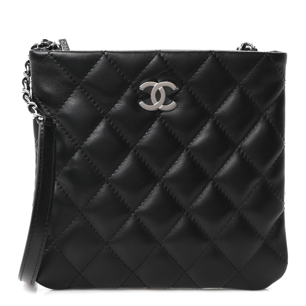 Lambskin Quilted Uniform Crossbody Bag Black