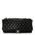 Lambskin Quilted Jumbo Coco Rain Flap Black