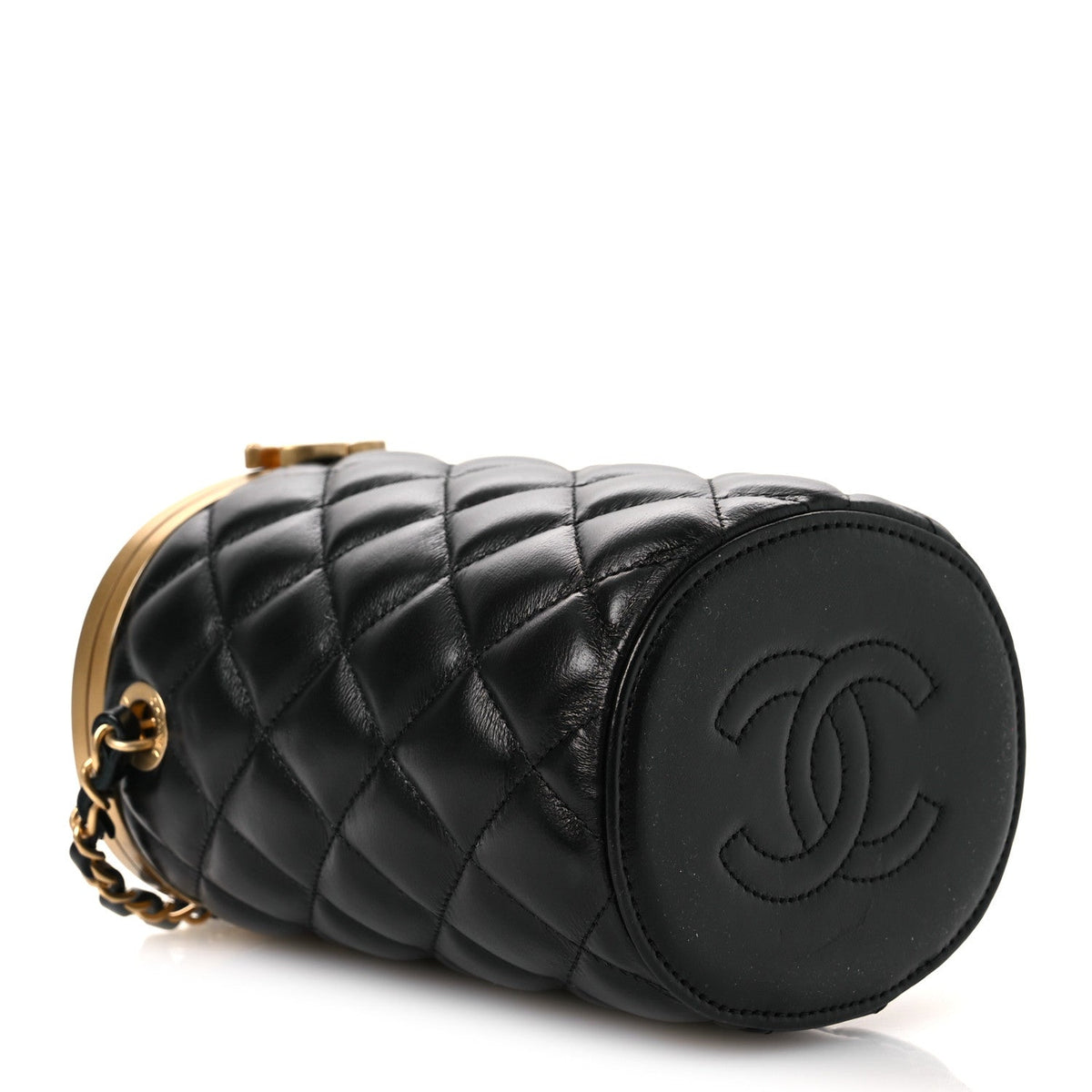Lambskin Quilted Crown Box Bag Black