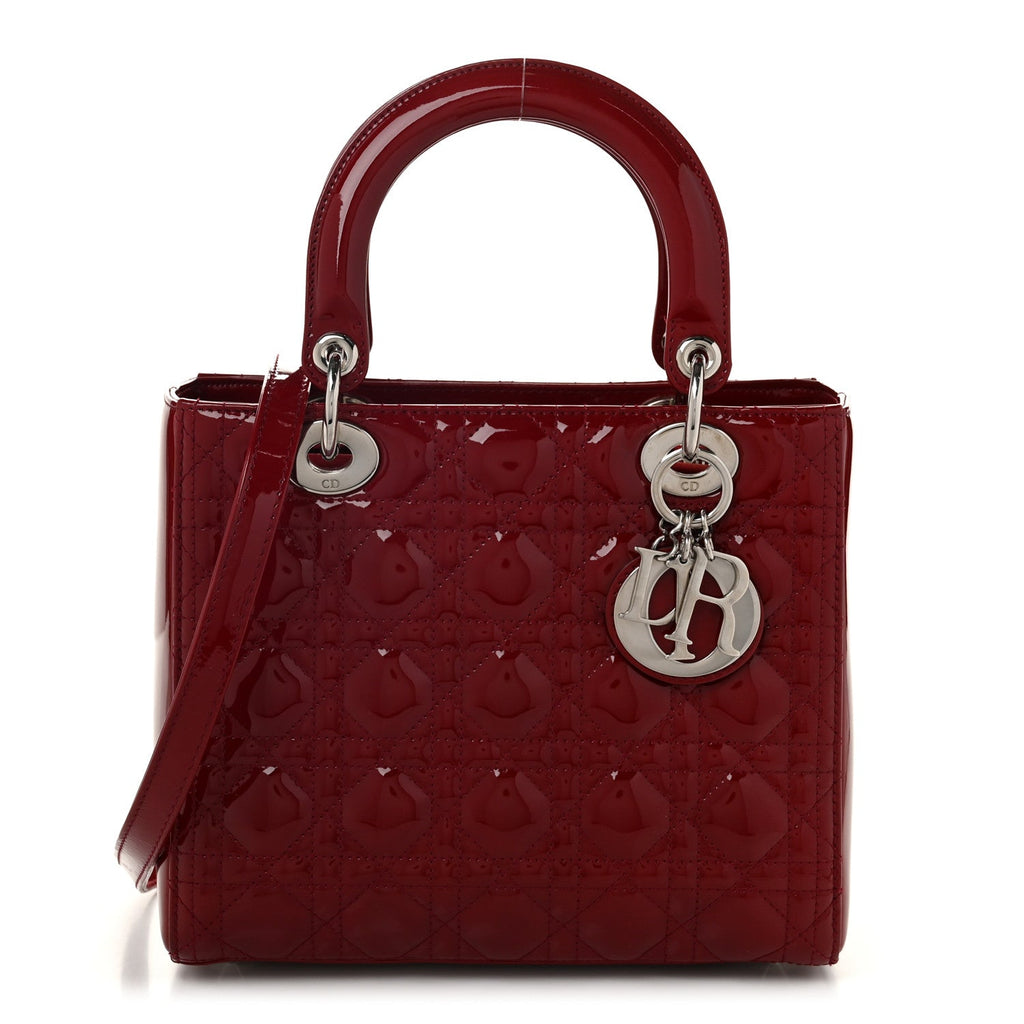Patent Cannage Medium Lady Dior Red