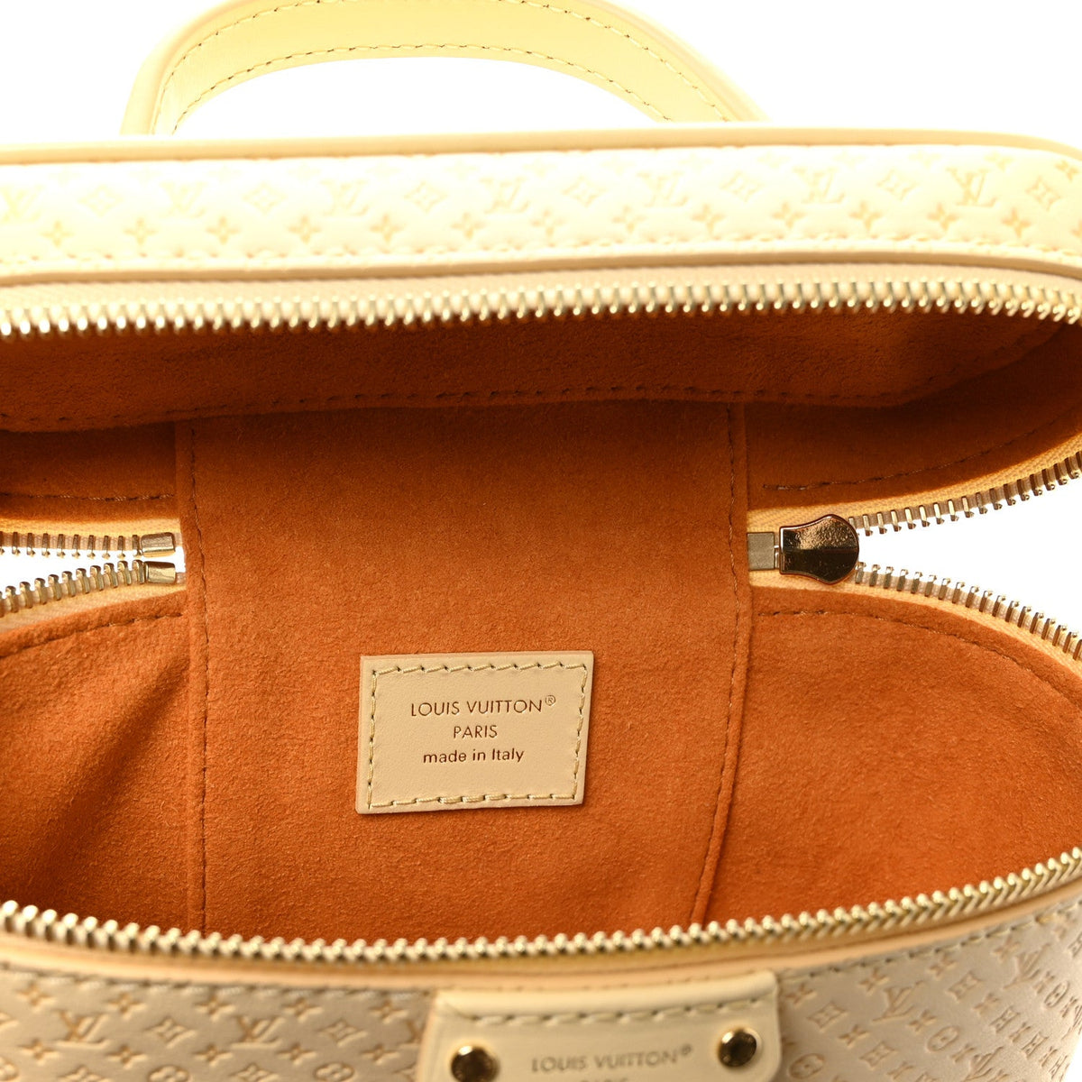 Calfskin Minigram Vanity Chain Pouch Banana