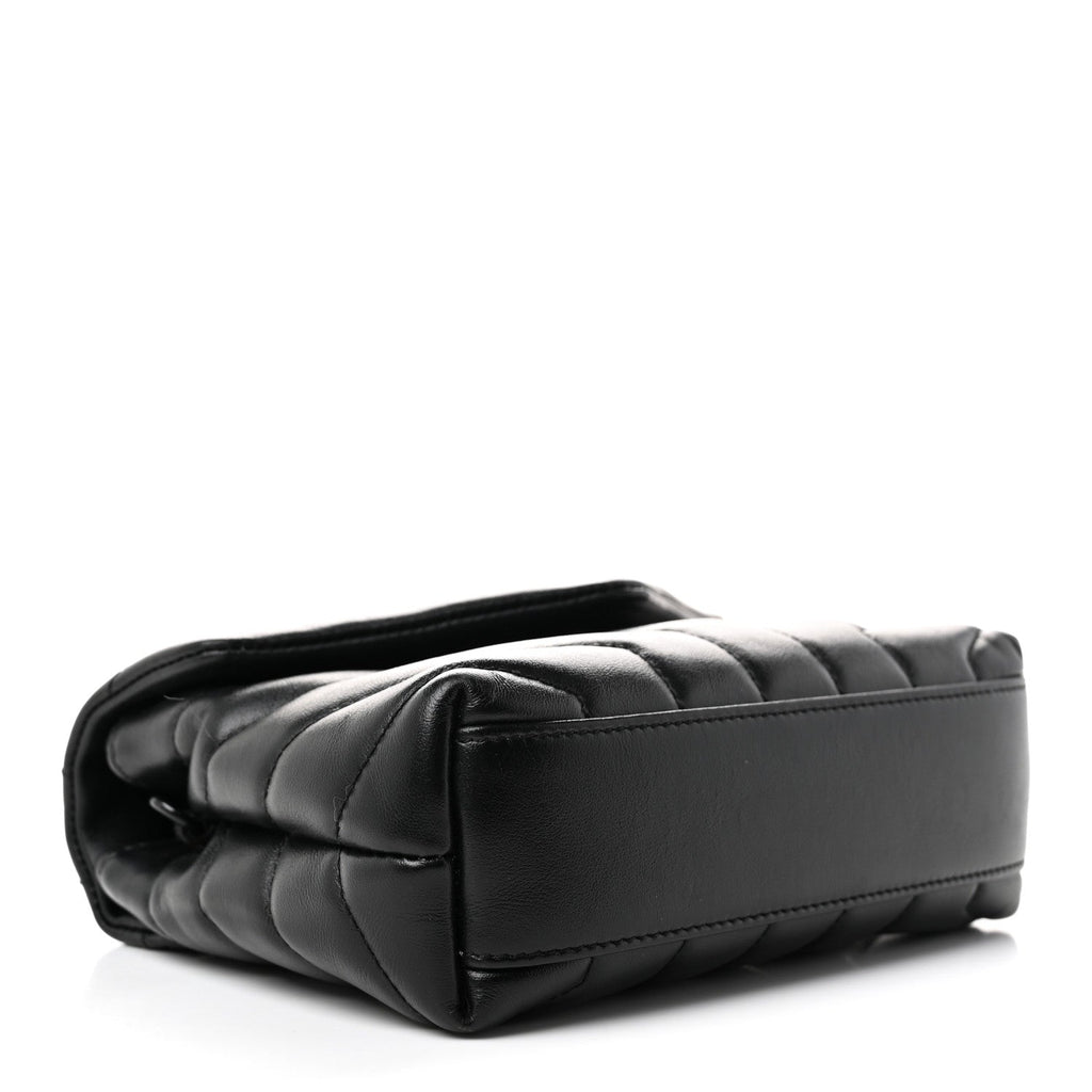 Calfskin Y Quilted Monogram Monochrome Toy Loulou Crossbody Bag Black