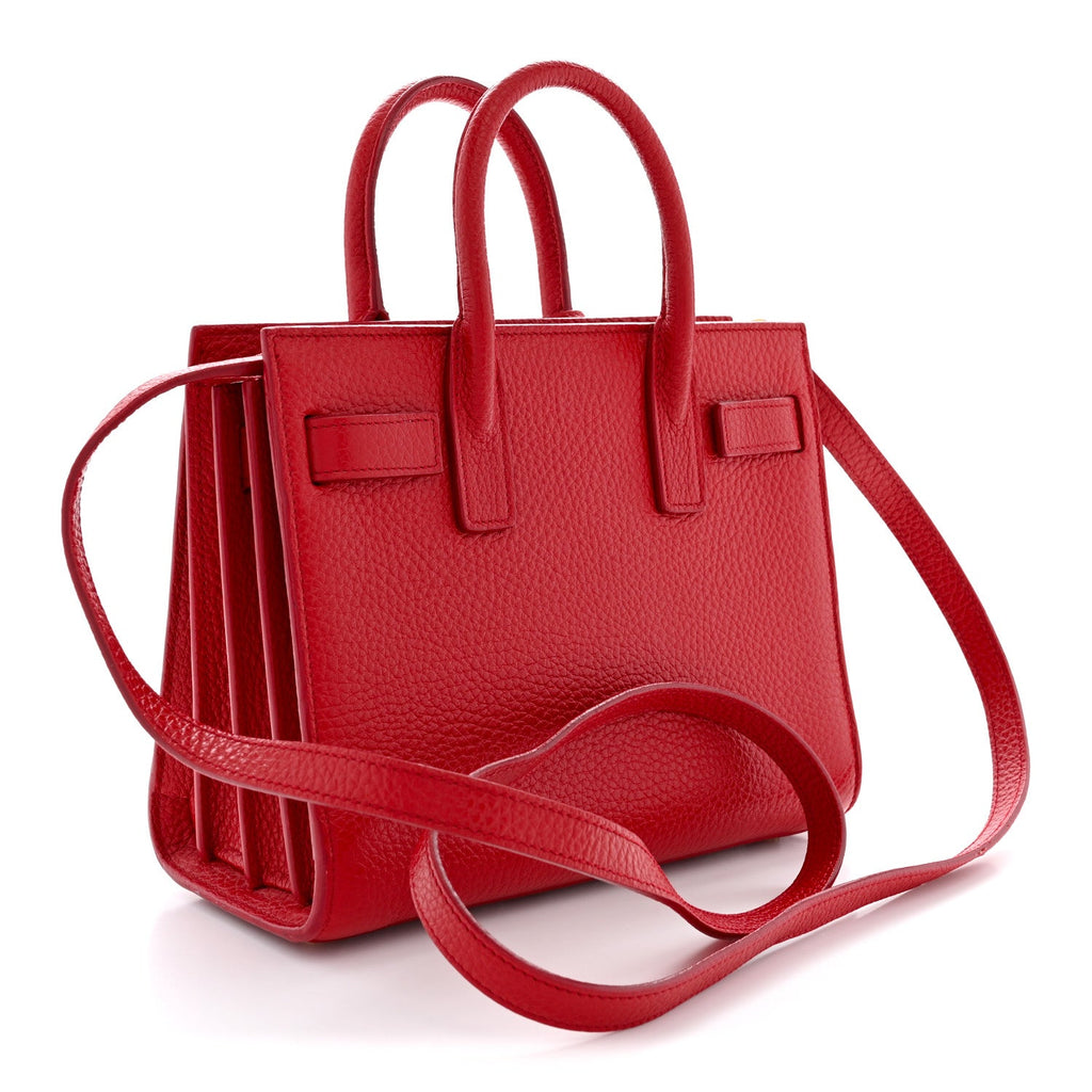 Grained Calfskin Nano Sac De Jour Lipstick Red