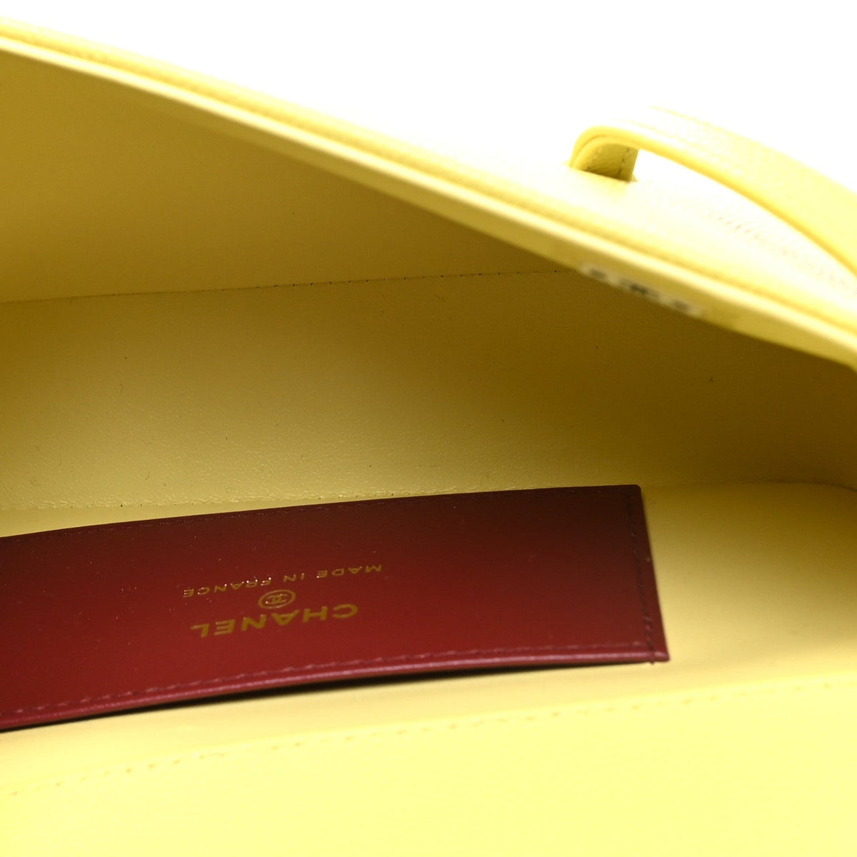 Shiny Caviar Mini Preppy Coco Shoulder Bag Light Yellow