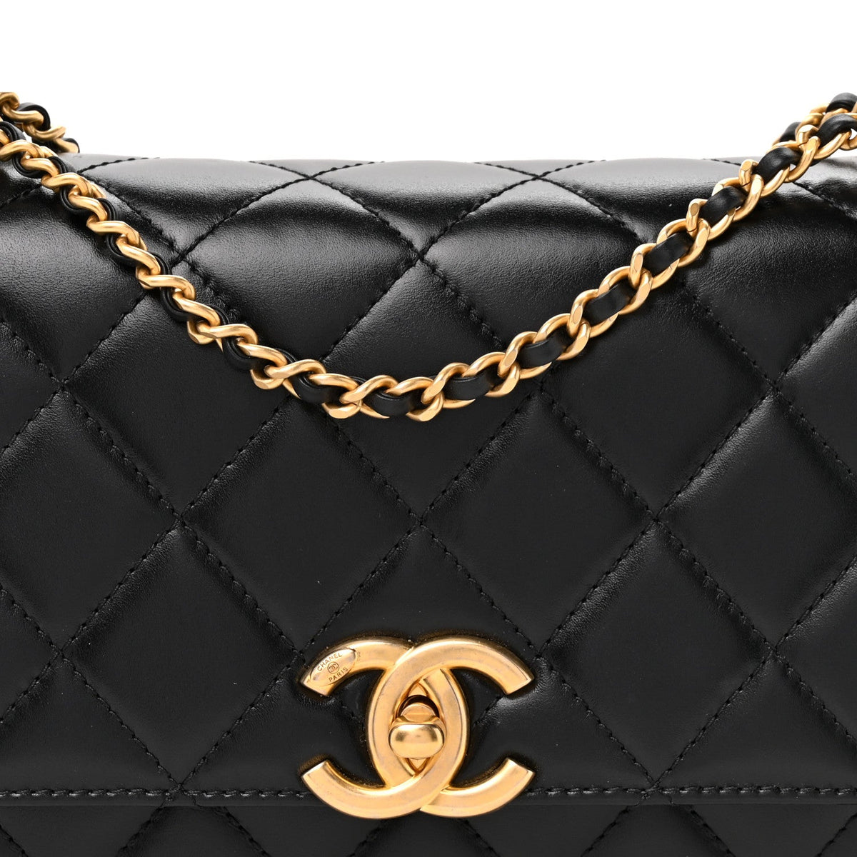 Calfskin Quilted Perfect Fit Flap Black