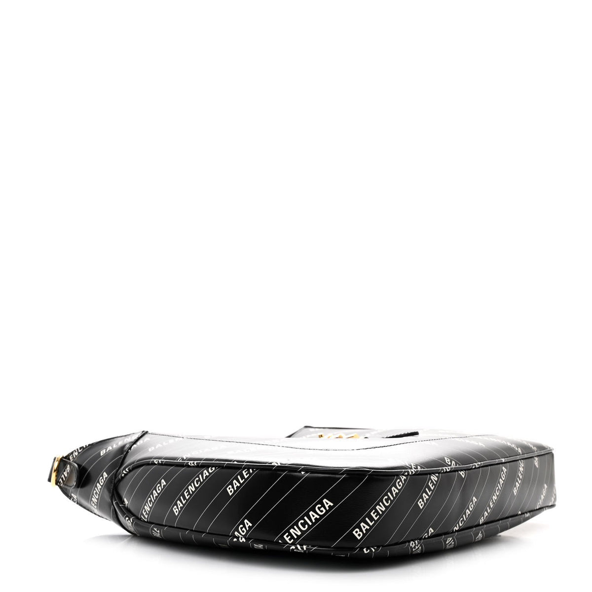 X BALENCIAGA Calfskin Logo Print Medium Jackie 1961 Hobo Black