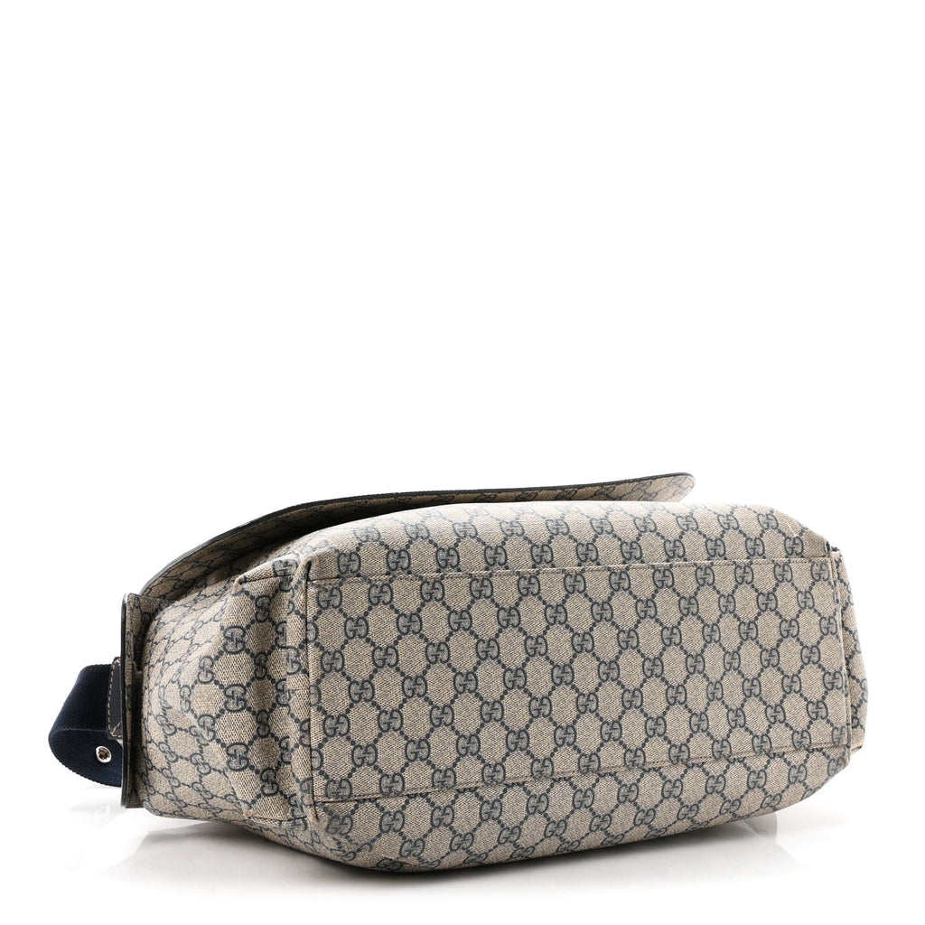 GG Supreme Monogram Selleria Calfskin Messenger Diaper Bag Navy