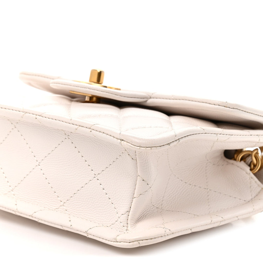 Caviar Quilted Mini Sweet Classic Flap White