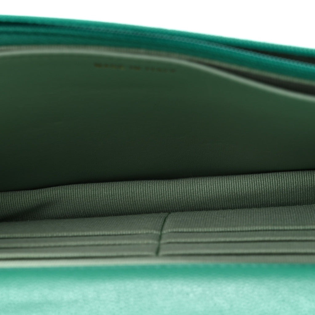 Caviar Quilted Perforated Metal CC Wallet on Chain WOC Green