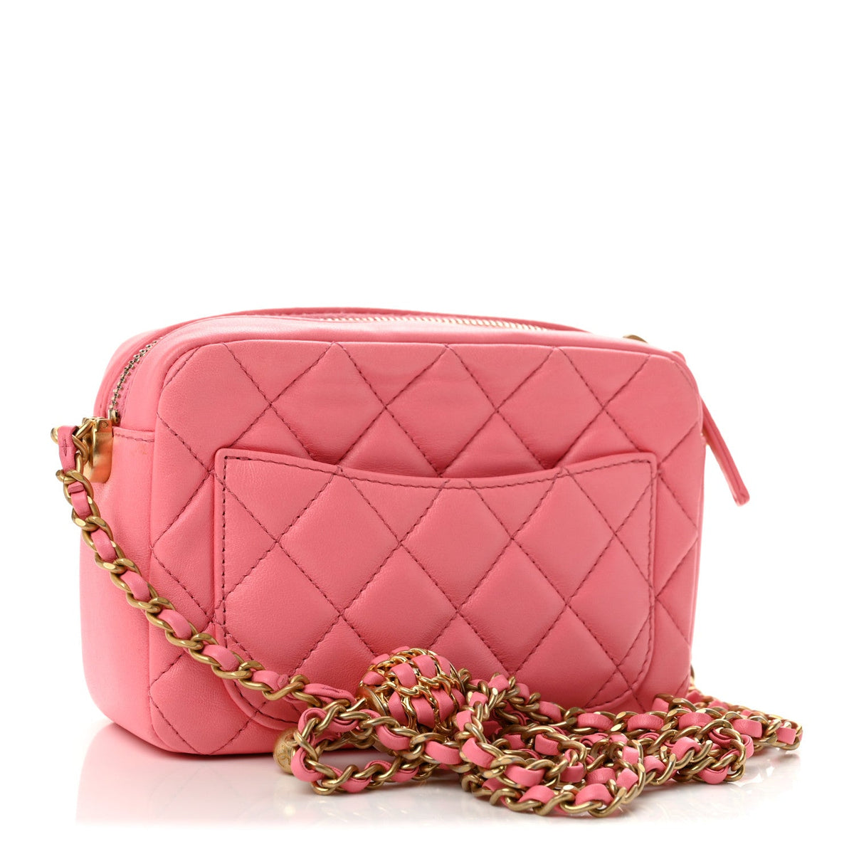 Lambskin Quilted CC Pearl Crush Camera Case Pink