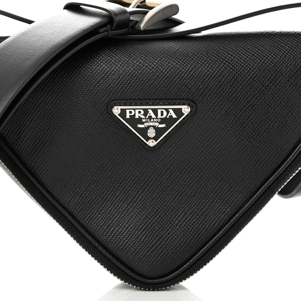 Saffiano Triangle Belt Bag Black