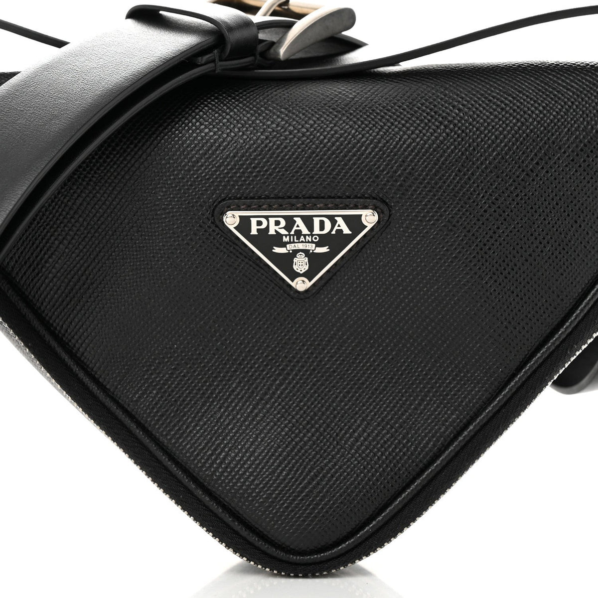 Saffiano Triangle Belt Bag Black