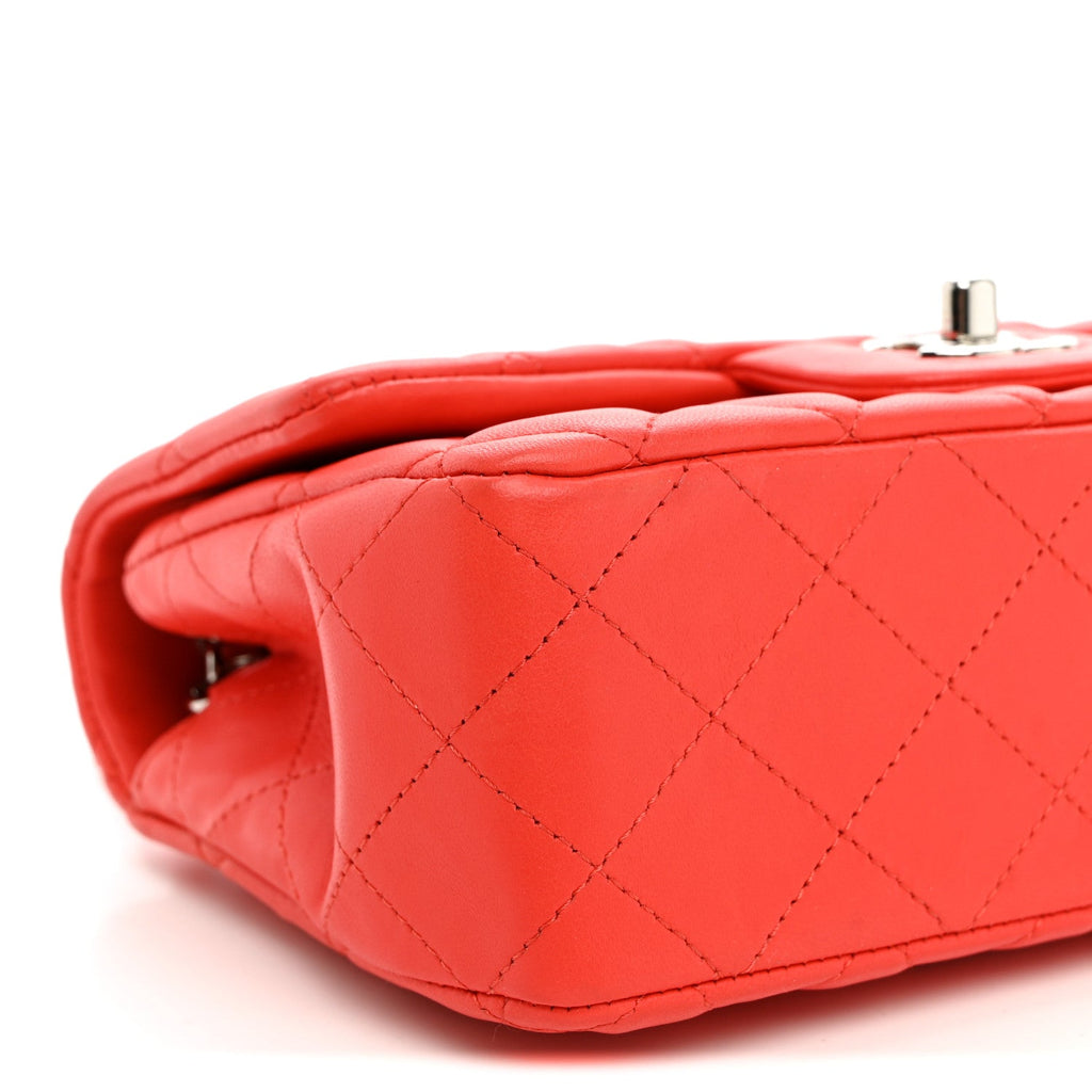 Lambskin Quilted Mini Rectangular Flap Red
