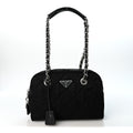 Nylon Tessuto Impuntu Quilted Shoulder Bag Black