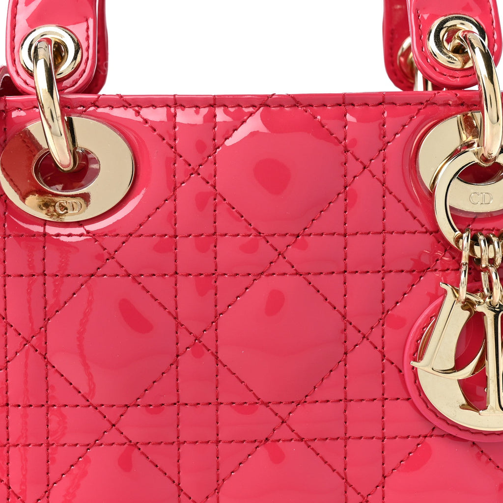 Patent Cannage Mini Lady Dior Pink