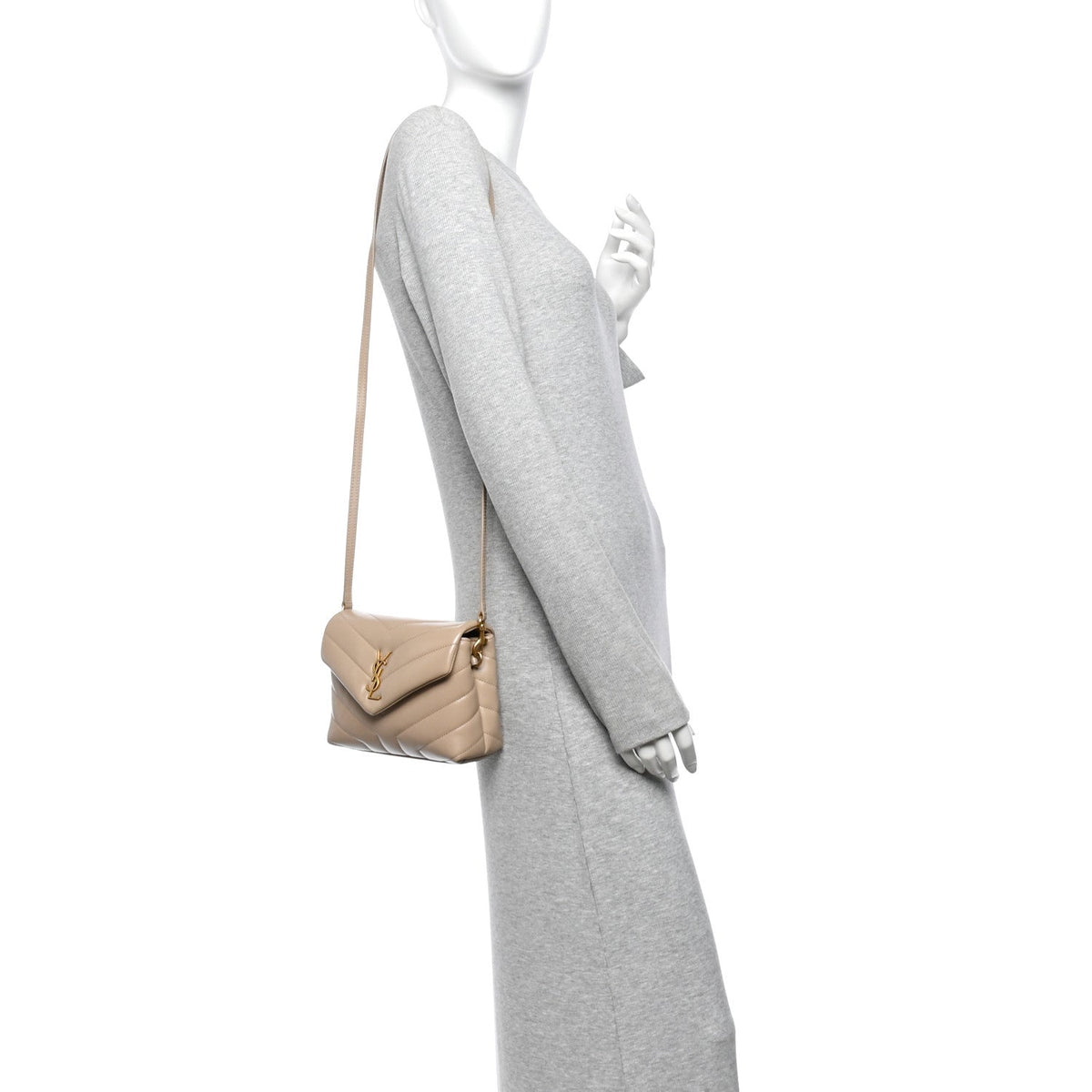 Calfskin Y Quilted Monogram Toy Loulou Crossbody Bag Dark Beige
