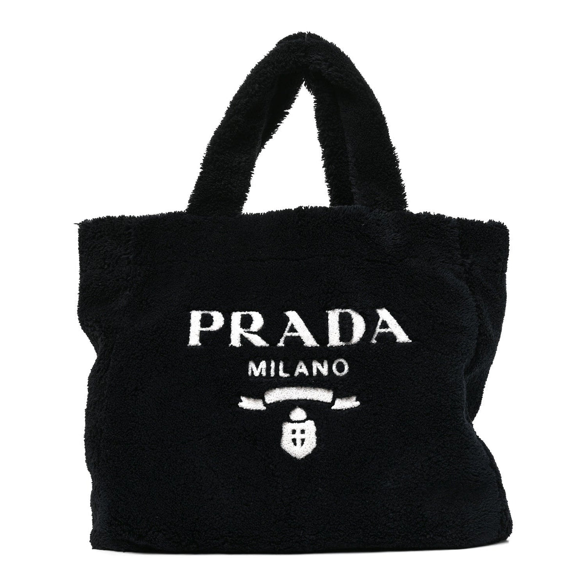 Terry Cloth Tote Bag Black White
