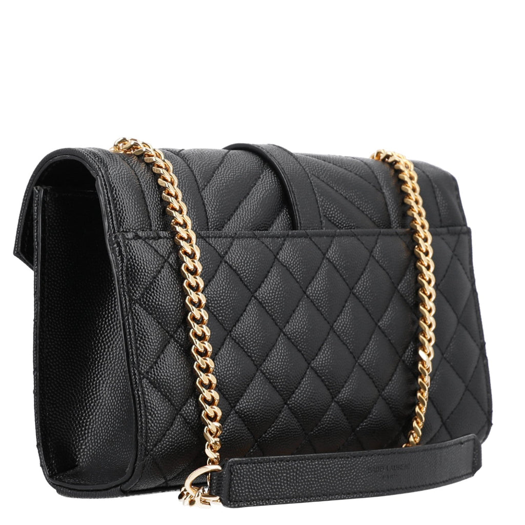 Grain De Poudre Textured Mixed Matelasse Triquilt Small Monogram Satchel Black