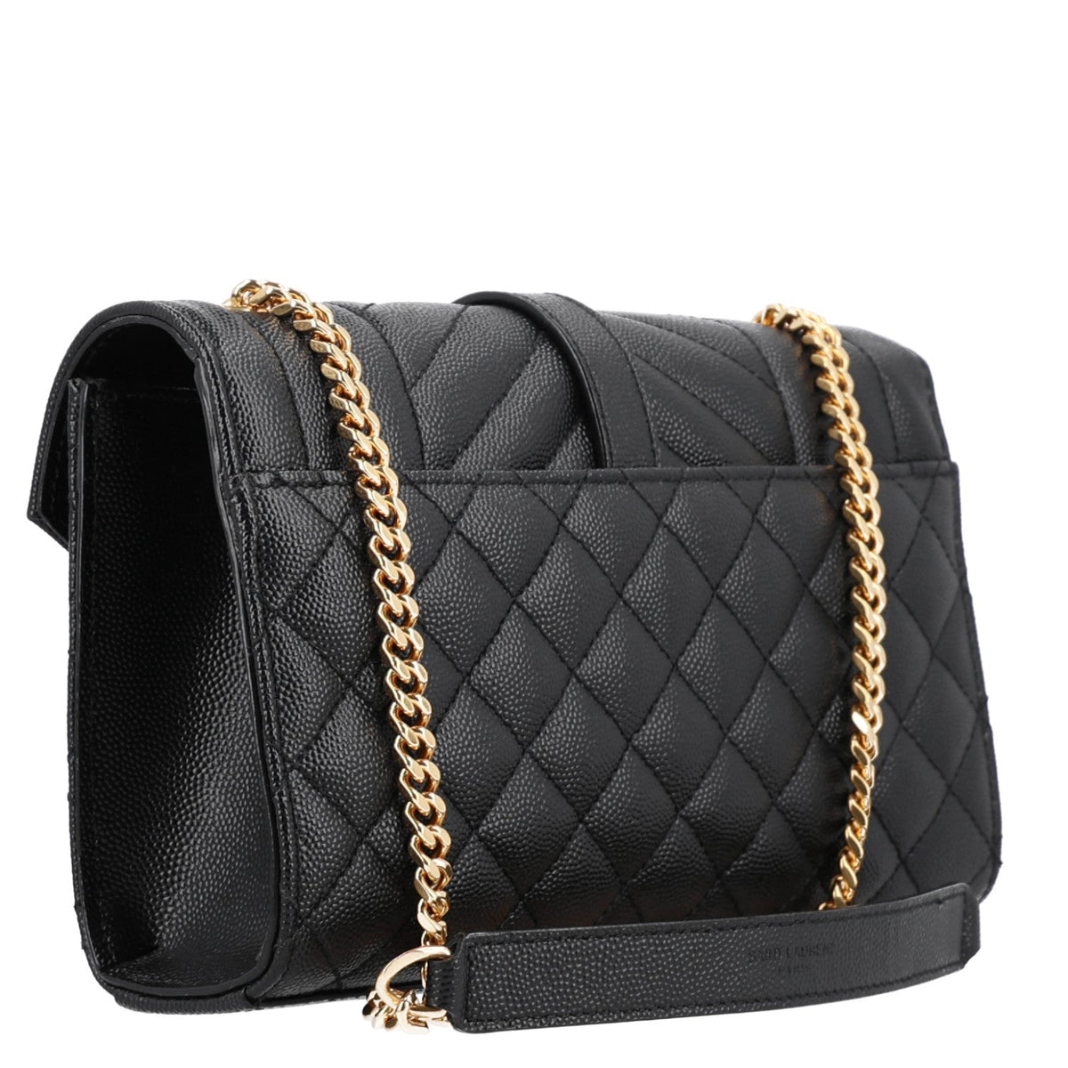 Grain De Poudre Textured Mixed Matelasse Triquilt Small Monogram Satchel Black