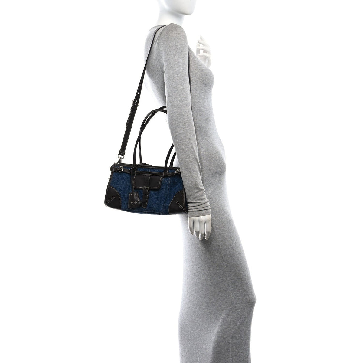 Denim Buffalo Triangle Medium Bonnie Shoulder Bag  Blue Caffe