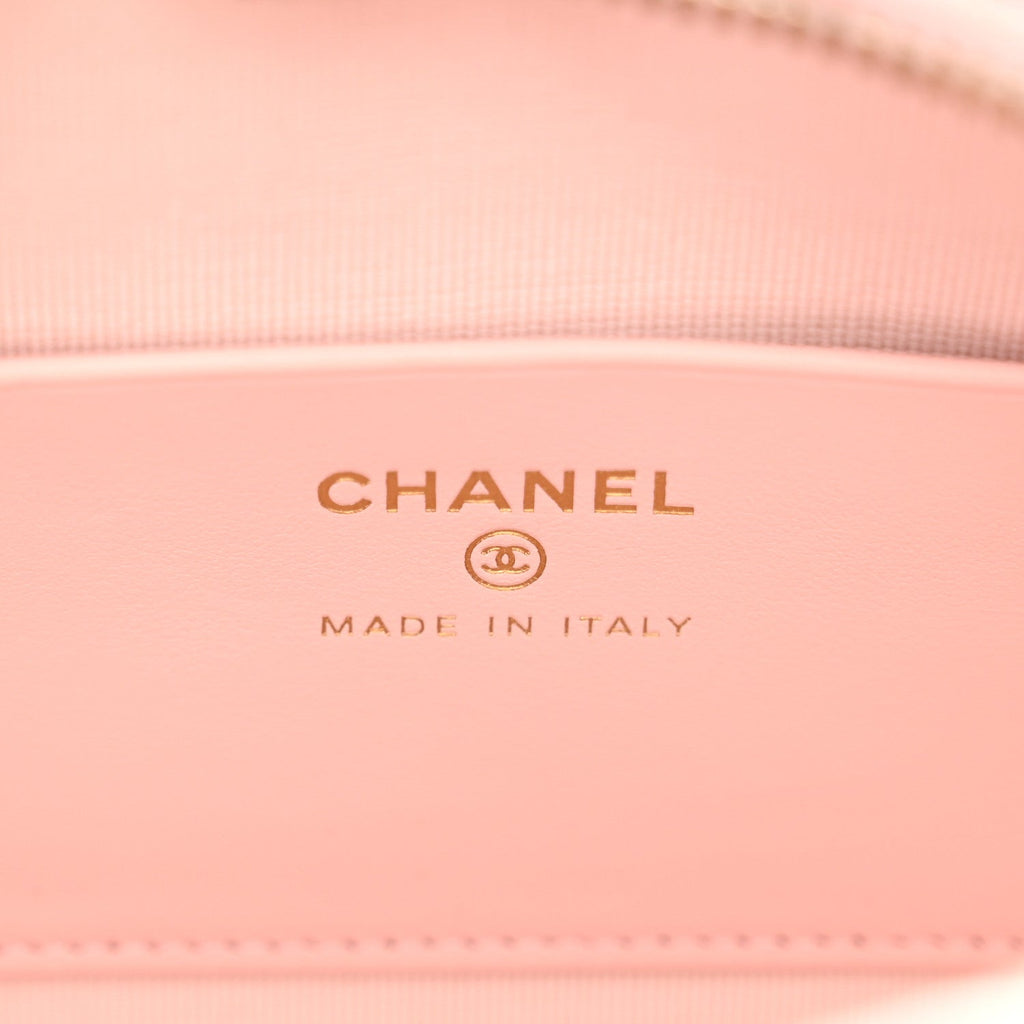 Caviar Quilted Barrel Clutch With Chain Light Pink