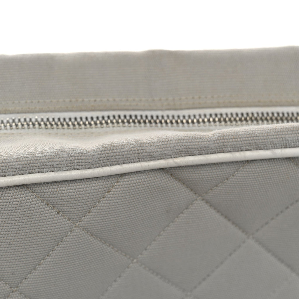 Canvas Quilted Sport Shoulder Bag Grey White