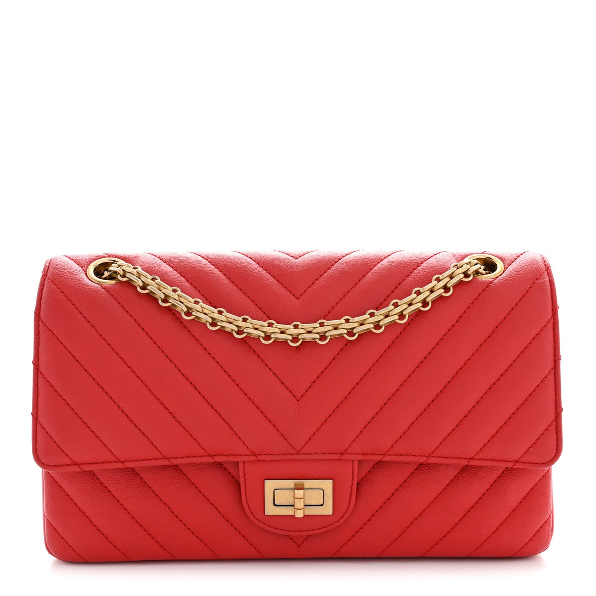Calfskin Chevron Quilted 2.55 Reissue 225 Flap Red