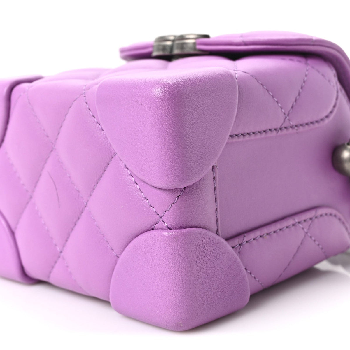 Lambskin Quilted Mini Box Bag Purple