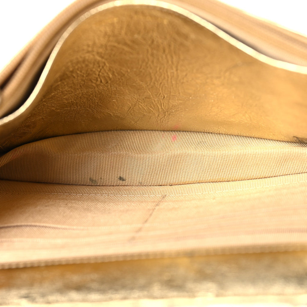 Metallic Aged Calfskin Quilted Reissue Wallet On Chain WOC Gold