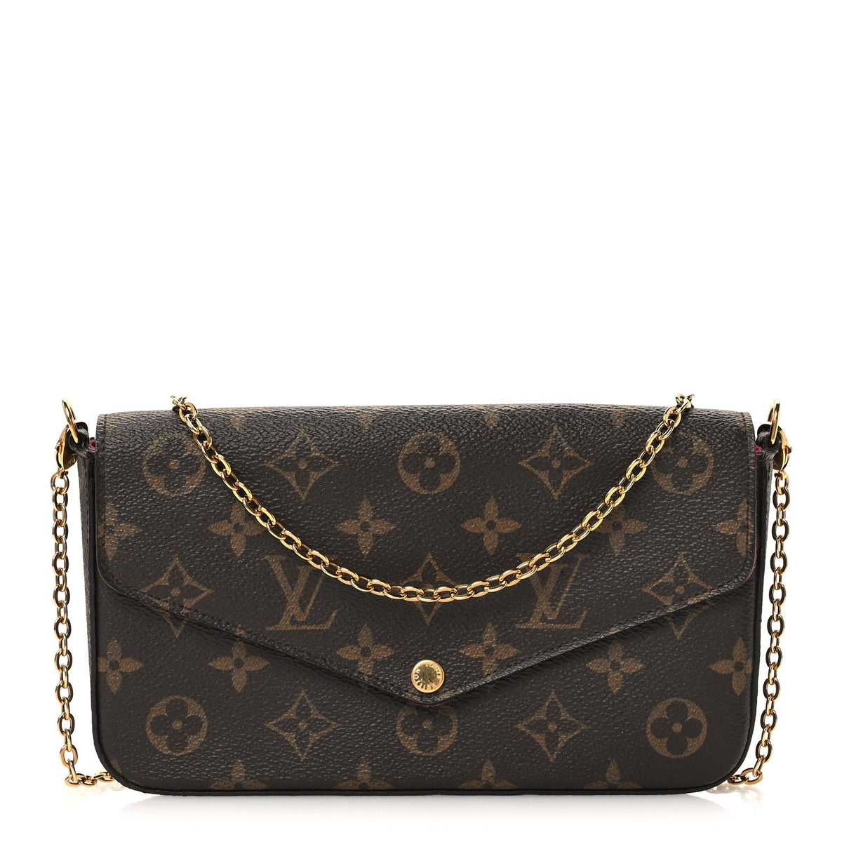 Monogram Pochette Felicie Chain Wallet Fuchsia