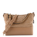 Aged Calfskin Quilted New Medium Gabrielle Hobo Beige