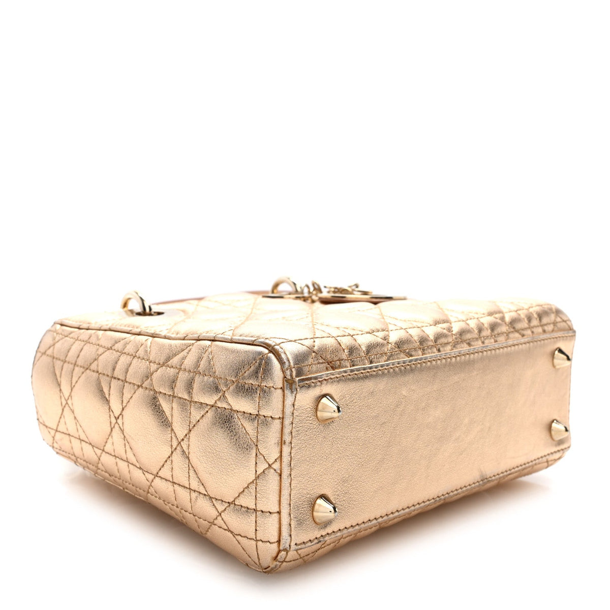 Metallic Lambskin Cannage Small My ABCDior Lady Dior Gold