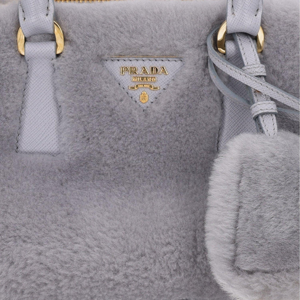 Montone Saffiano Mini Galleria Double Zip Tote Fiordaliso