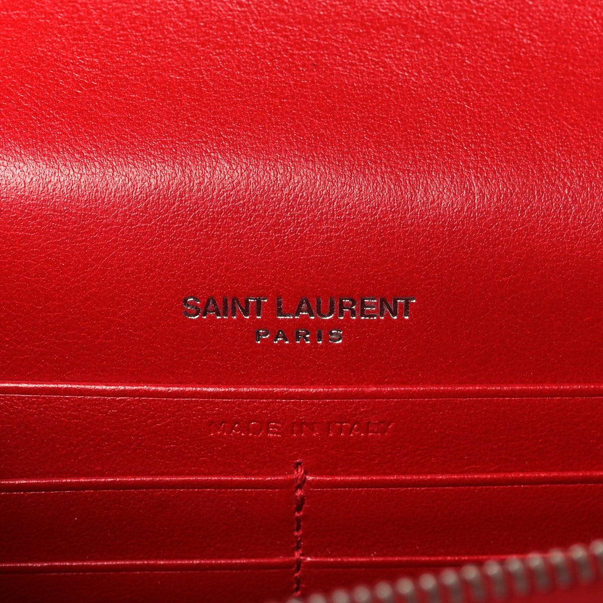 Calfskin Crocodile Embossed Kate Monogram Tassel Chain Wallet Rouge Eros