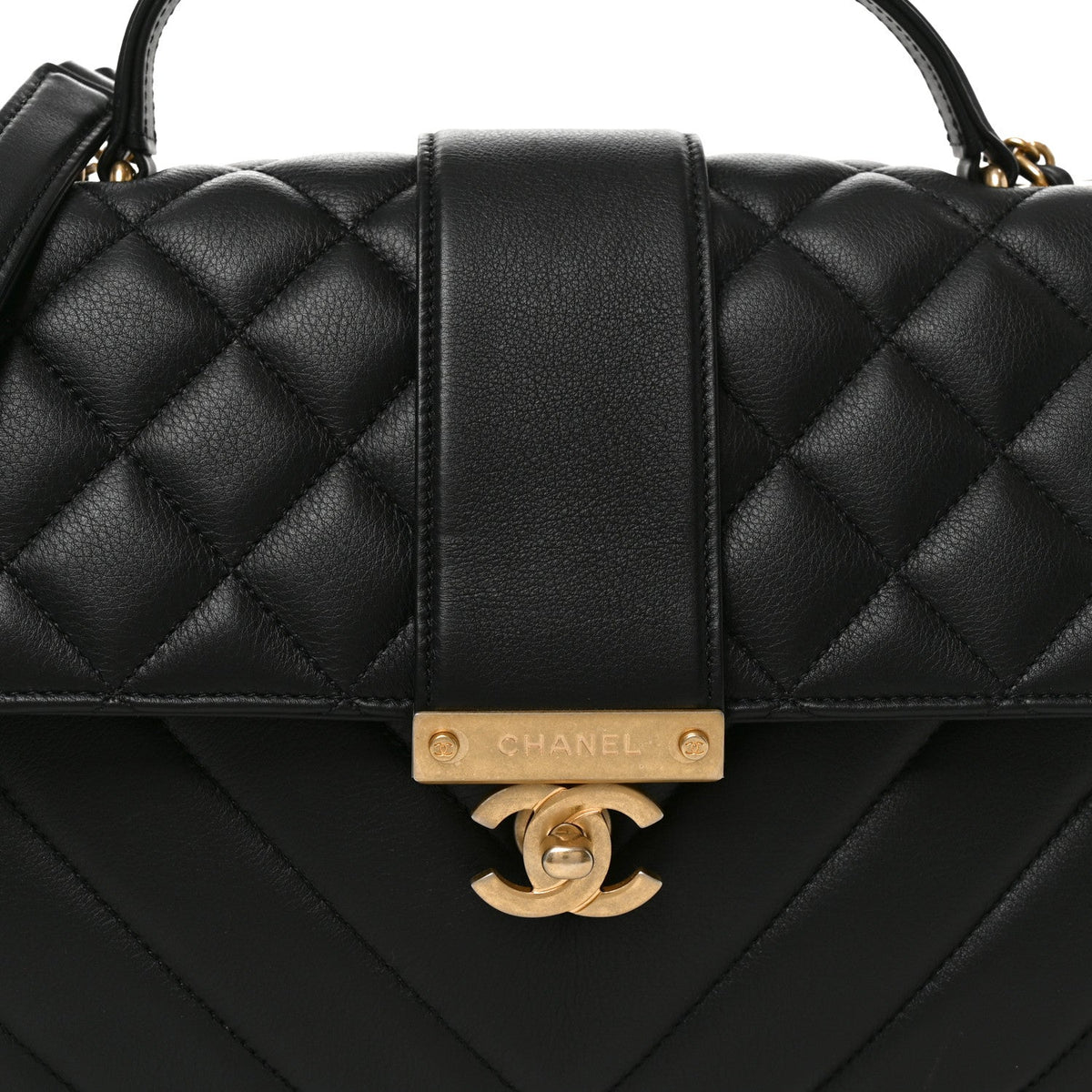 Calfskin Quilted Chevron In The City Bag Black