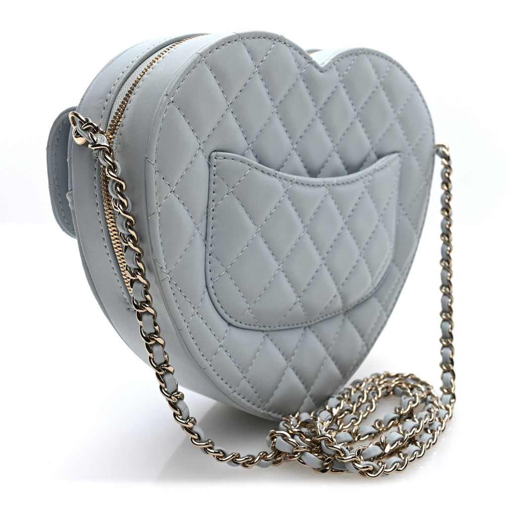 Lambskin Quilted Large CC In Love Heart Bag Light Blue