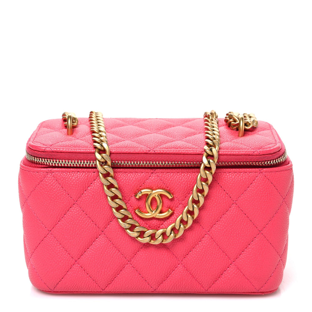 Caviar Quilted Sweetheart Vanity Case Pink