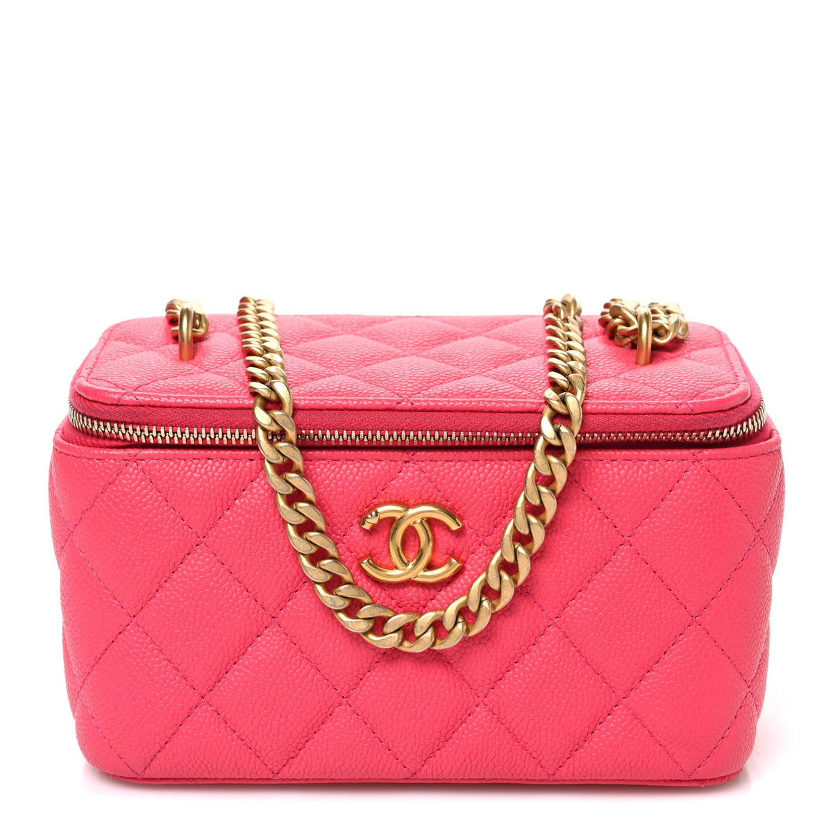 Caviar Quilted Sweetheart Vanity Case Pink