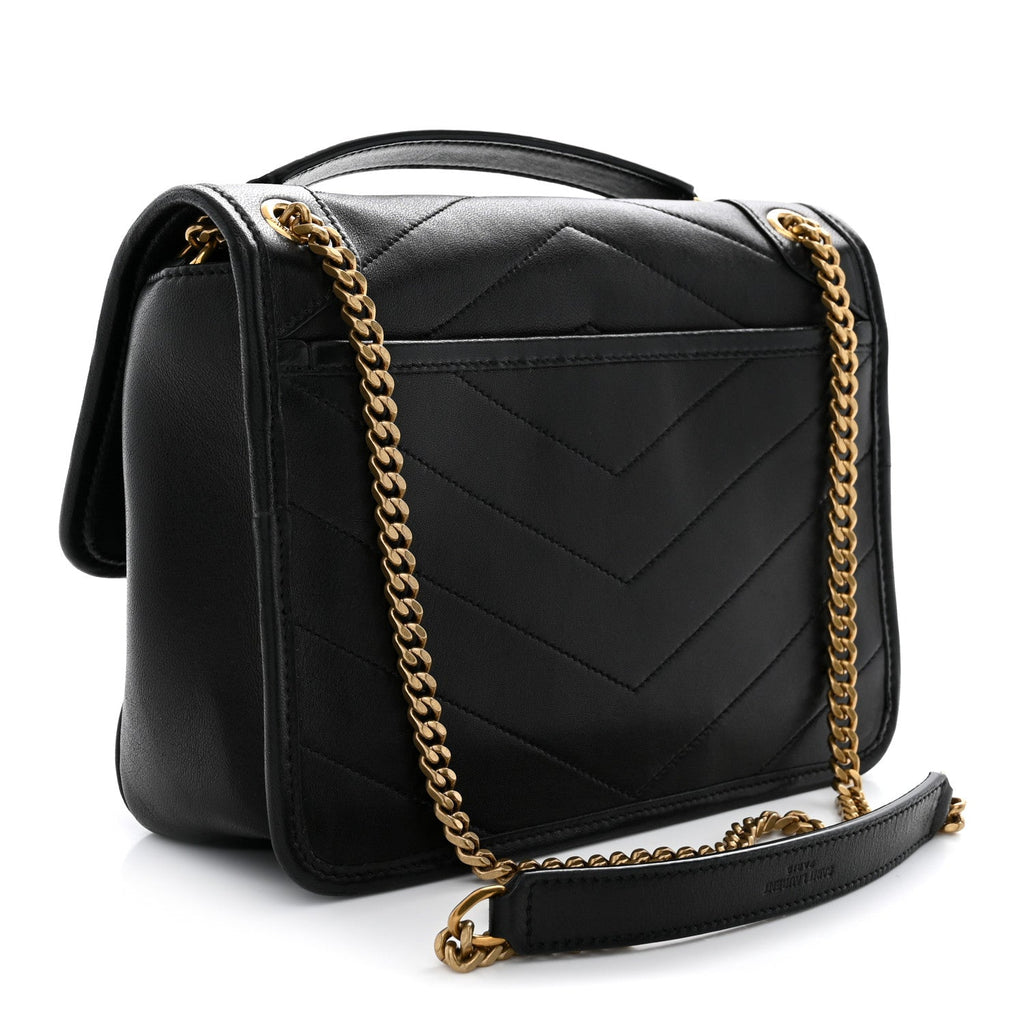 Lambskin Matelasse Monogram Baby Niki Chain Satchel Black