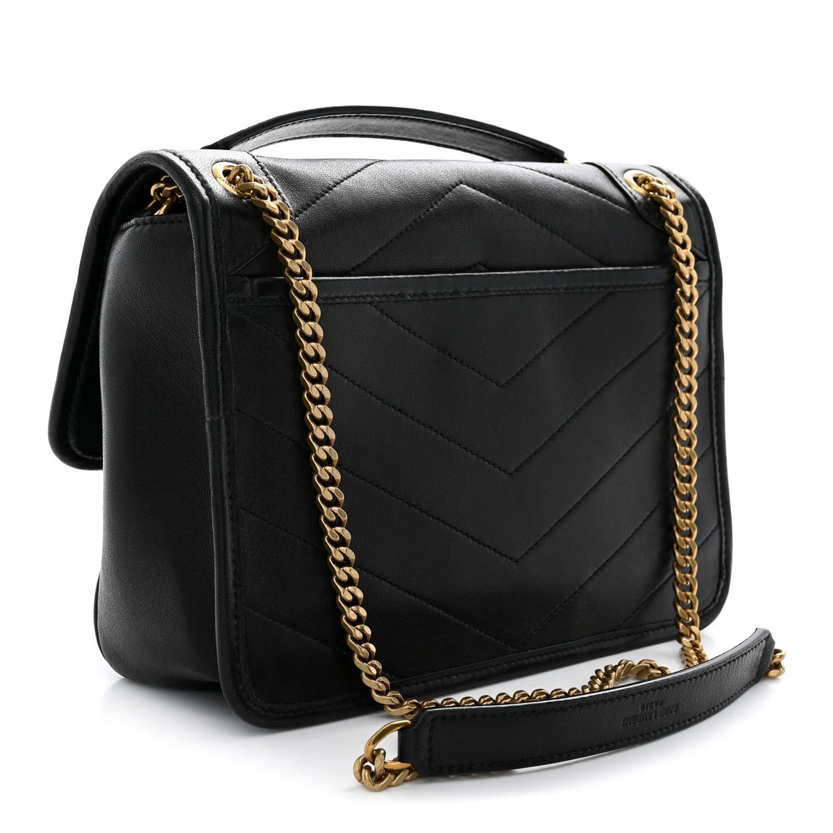 Lambskin Matelasse Monogram Baby Niki Chain Satchel Black