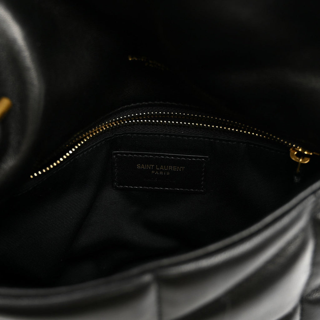 Lambskin Quilted Toy Loulou Puffer Monogram Chain Satchel Black